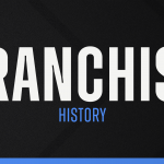 gray header image with white text that says "Franchise" and smaller blue text under that says "history"